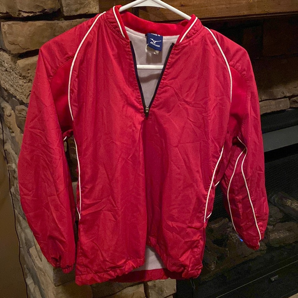 Mizuno Youth Medium Red/White cage jacket